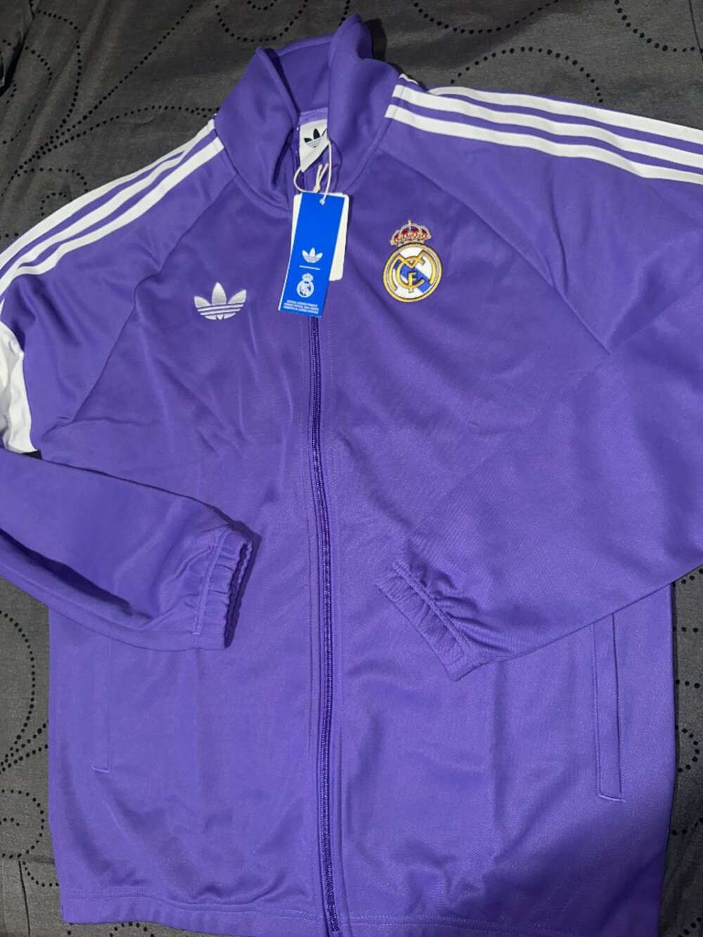 ADIDAS REAL MADRID SOCCER PURPLE & WHITE TRACK JACKET SIZE 2XL OR M MEN NWT $110